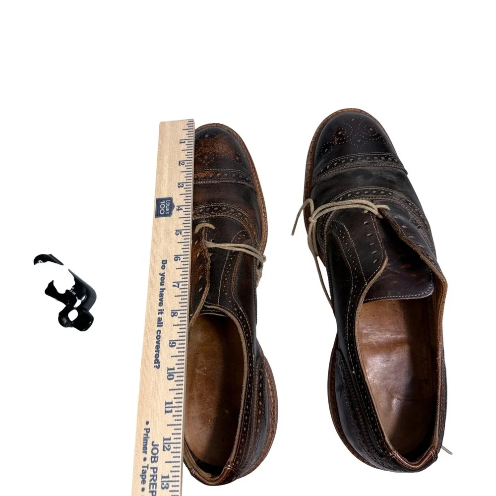 Allen Edmonds Strandmok Oxfords Mens 10 Brown Leather Brogue Red Dainite Sole